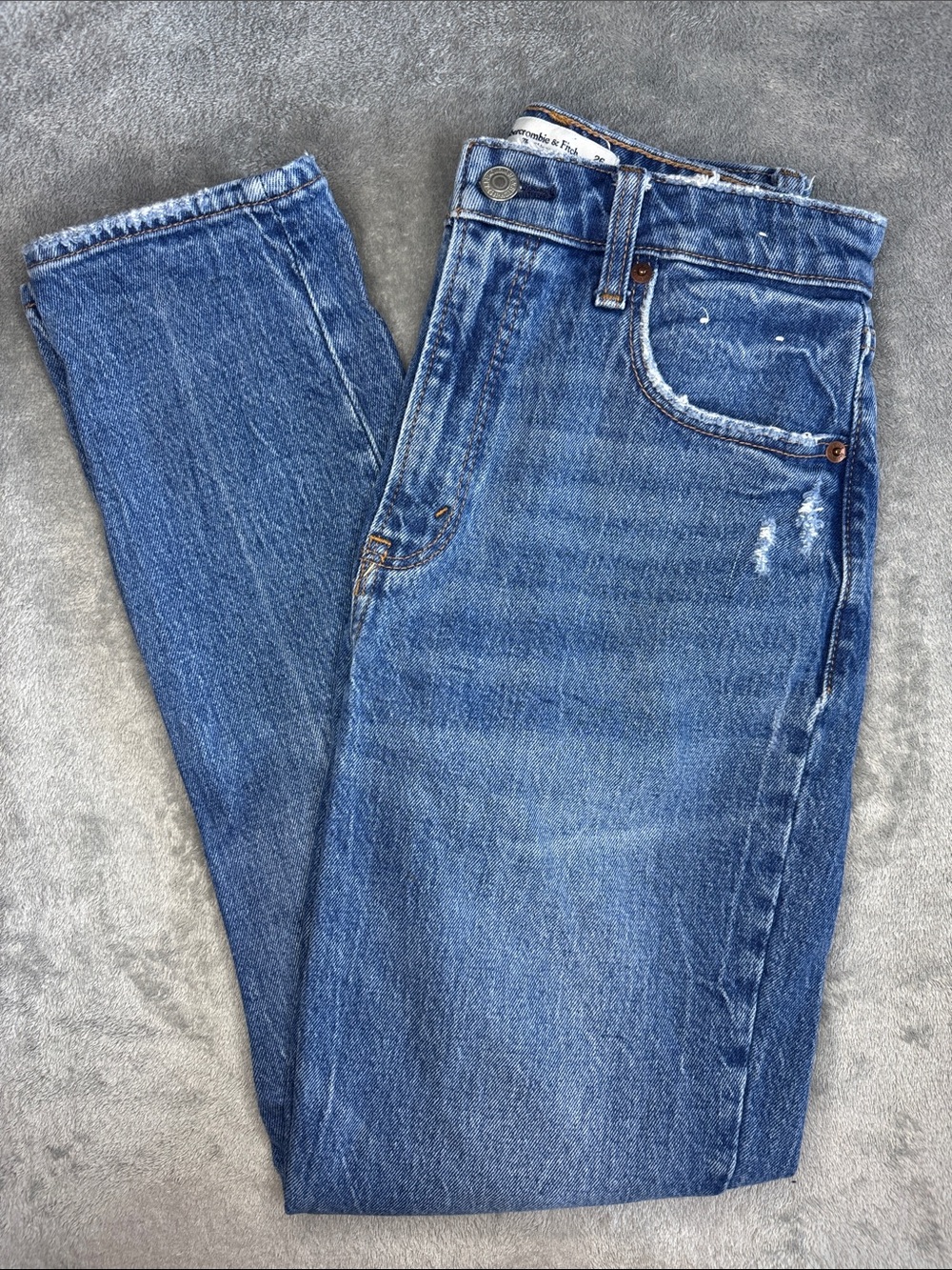 Abercrombie & Fitch Classic High Rise Straight Jeans - Medium Blue Denim